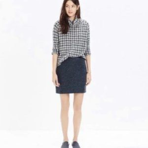 Madewell Grey Wool Blend Mini Skirt With Black Leather Trim